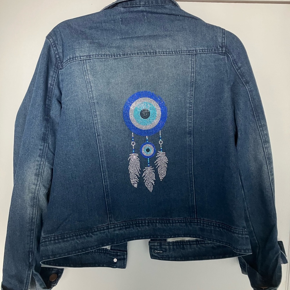 Gorgeous ladies “ EVIL EYE “ designed Jean jacket.